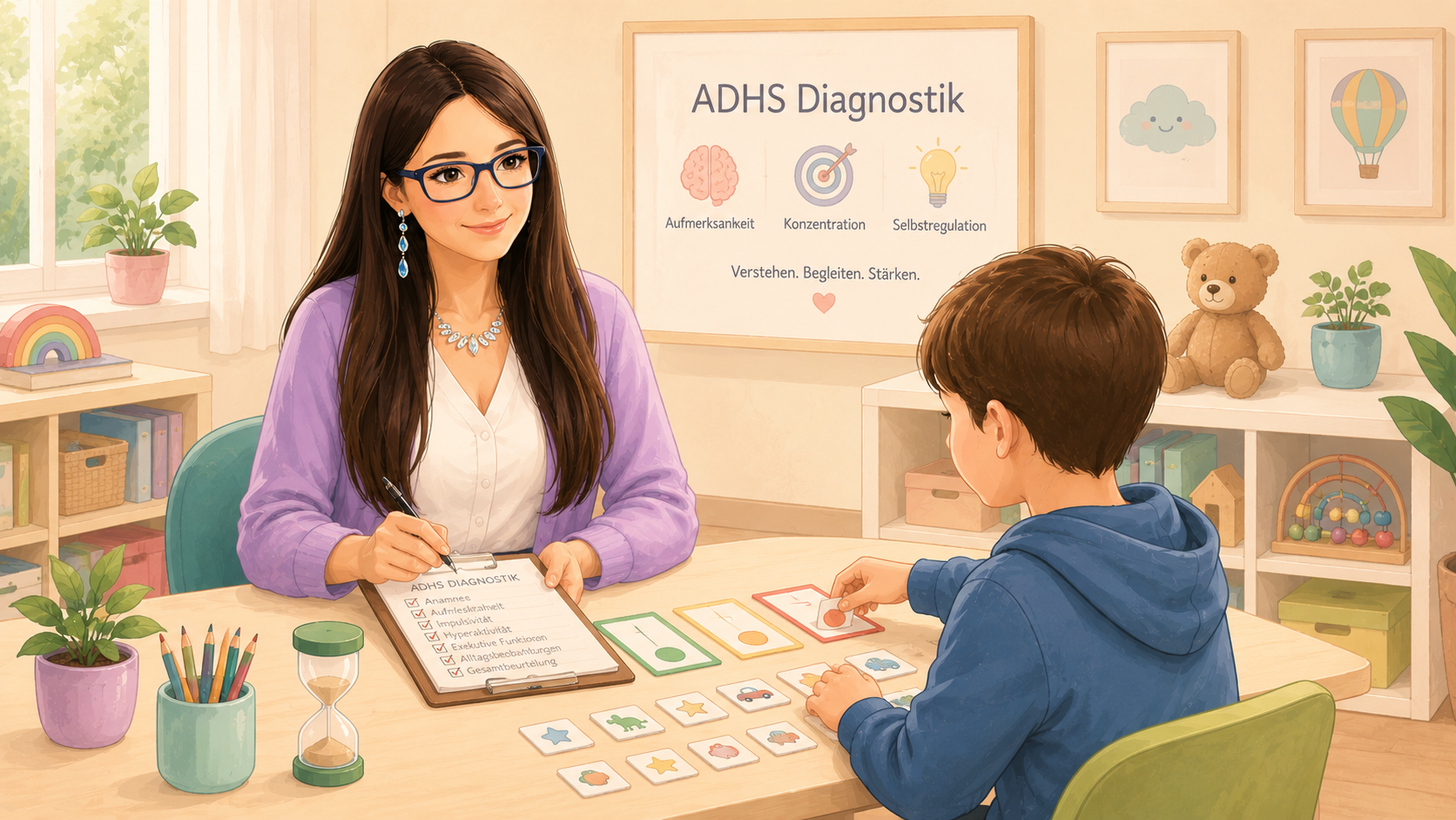 Illustration zur ADHS-Diagnostik bei Kindern und Jugendlichen